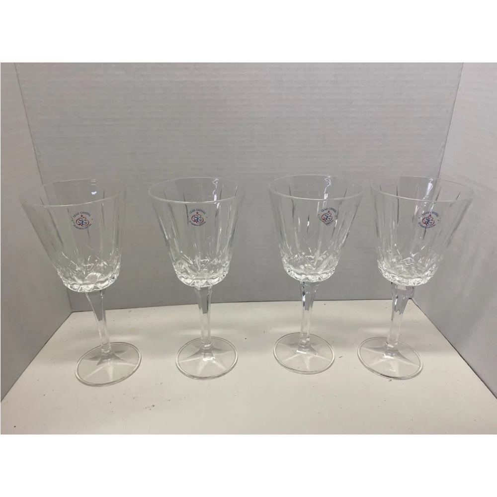Vintage St. George Crystal Stemware Goblets Set of 4
